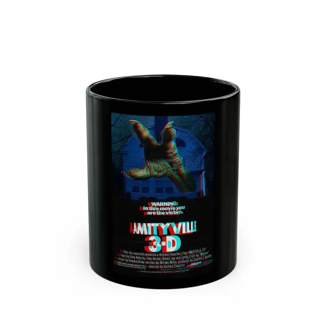 AMITYVILLE 3D (3D) 1983 Movie Poster - Black Coffee Mug 11oz - Go Mug Yourself