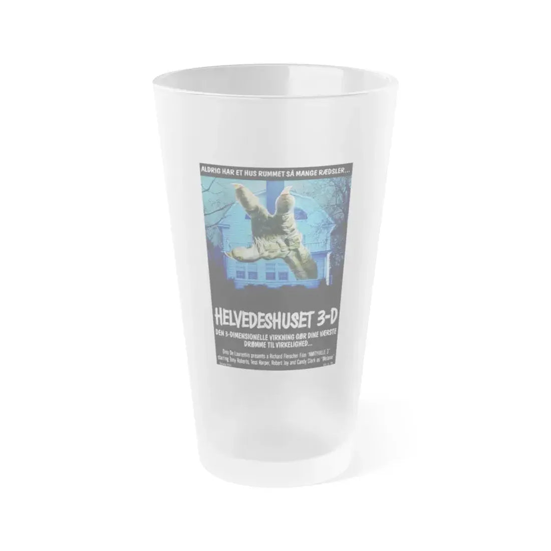 AMITYVILLE 3D (DANISH) 1983 Movie Poster - Frosted Pint Glass 16oz Default Title - Go Mug Yourself