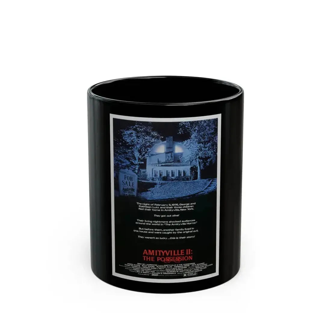 AMITYVILLE II THE POSSESSION 1982 Movie Poster - Black Coffee Mug 11oz - Go Mug Yourself