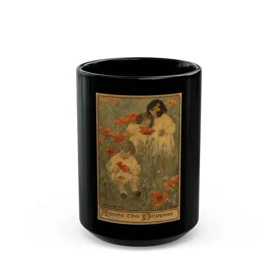 Among the Poppies, The Child in a Garden, Scribner's Magazine illustration, December 1903 - Black Coffee Mug 15oz - Go Mug Yourself