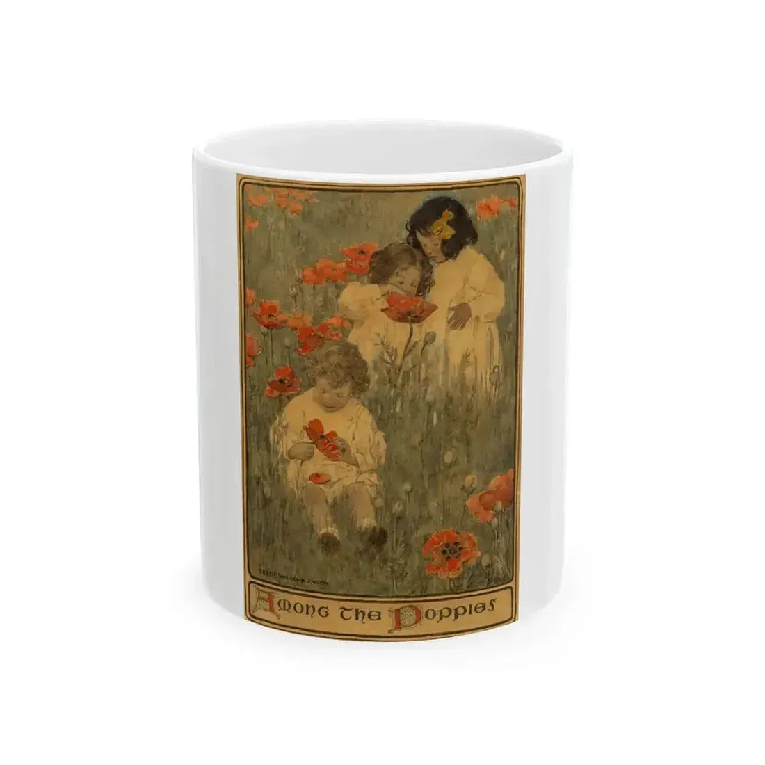 Among the Poppies, The Child in a Garden, Scribner's Magazine illustration, December 1903 - White Coffee Mug 11oz - Go Mug Yourself