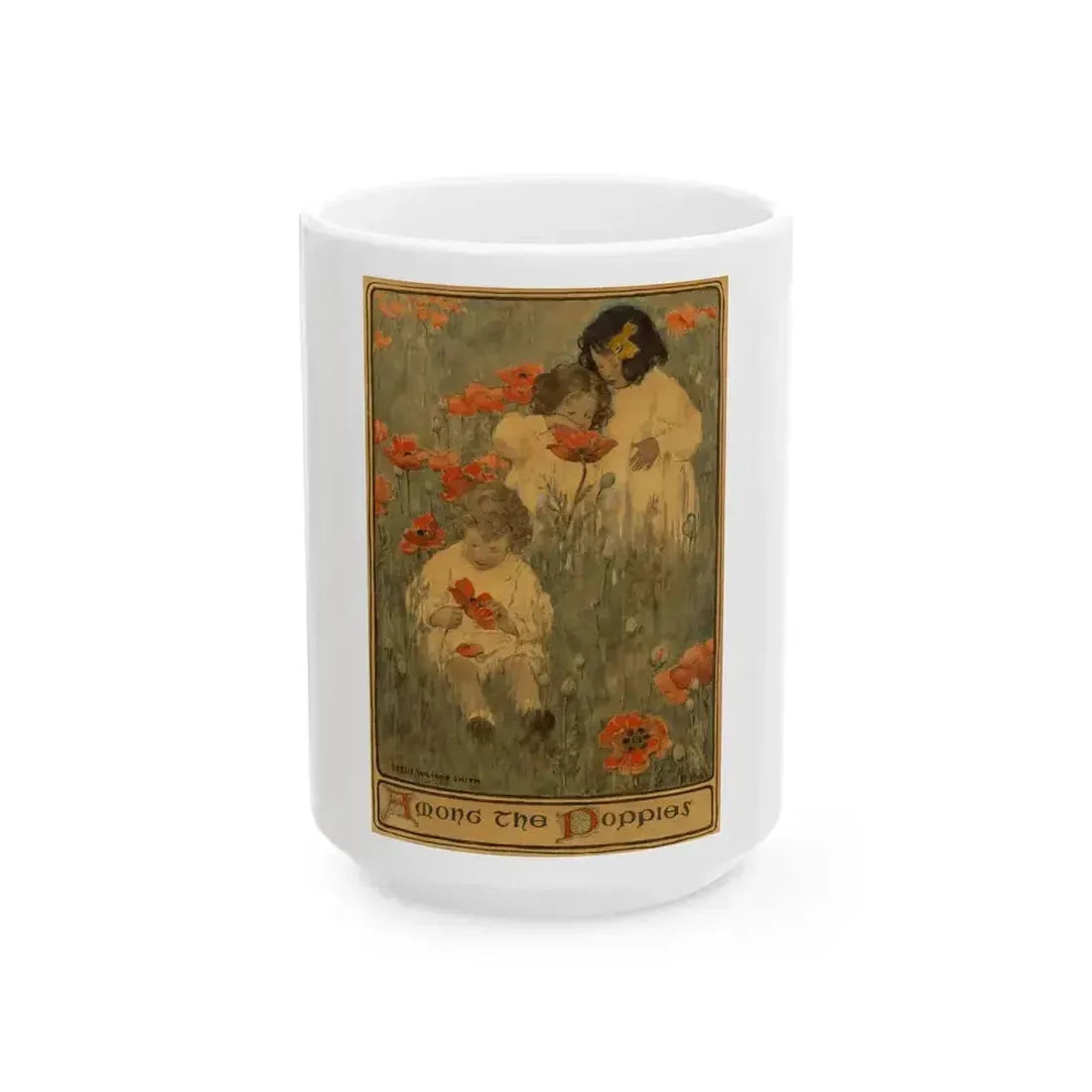 Among the Poppies, The Child in a Garden, Scribner's Magazine illustration, December 1903 - White Coffee Mug 15oz - Go Mug Yourself
