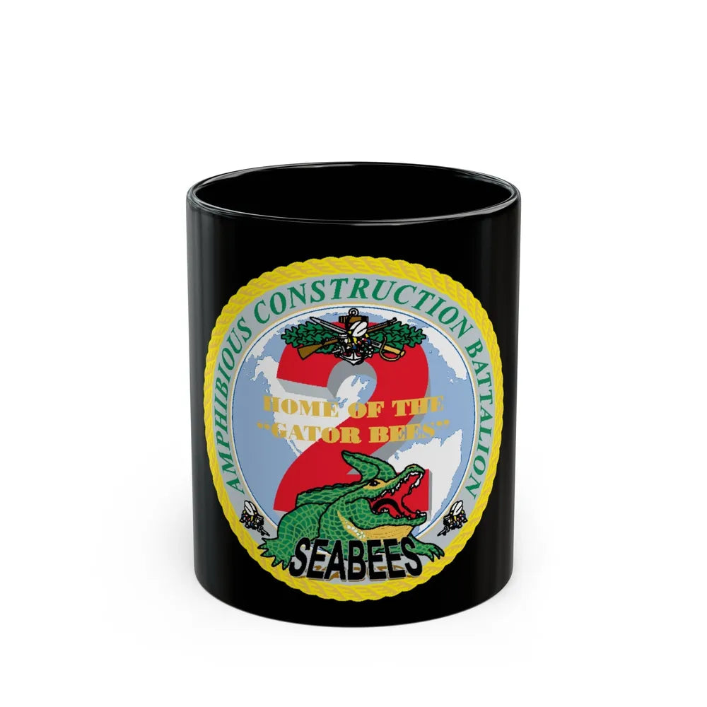 Amphibious Construction Bn 2 SeaBees (U.S. Navy) Black Coffee Mug-11oz-Go Mug Yourself