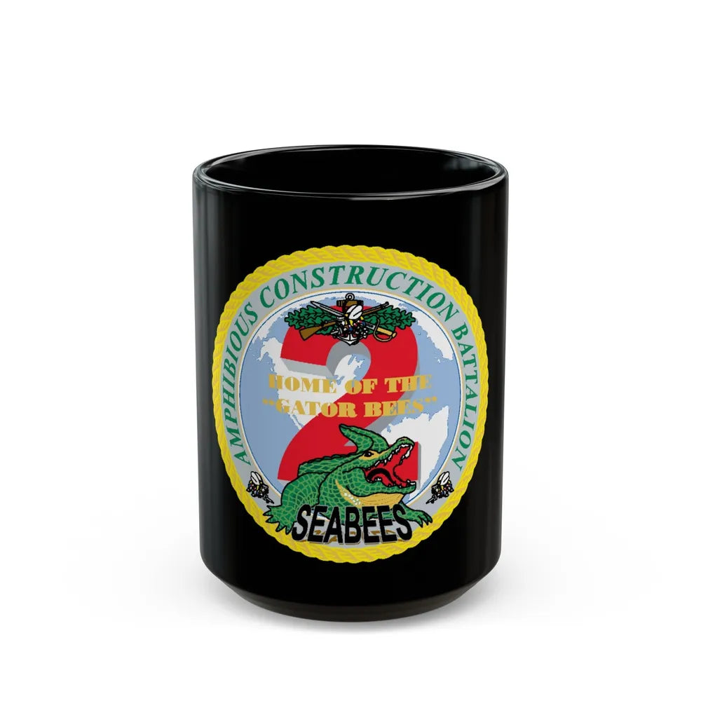 Amphibious Construction Bn 2 SeaBees (U.S. Navy) Black Coffee Mug-15oz-Go Mug Yourself