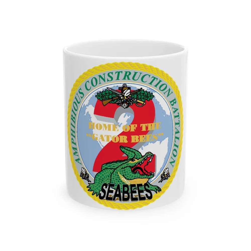 Amphibious Construction Bn 2 SeaBees (U.S. Navy) White Coffee Mug-11oz-Go Mug Yourself