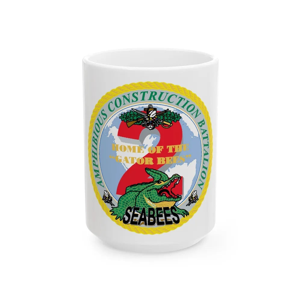 Amphibious Construction Bn 2 SeaBees (U.S. Navy) White Coffee Mug-15oz-Go Mug Yourself