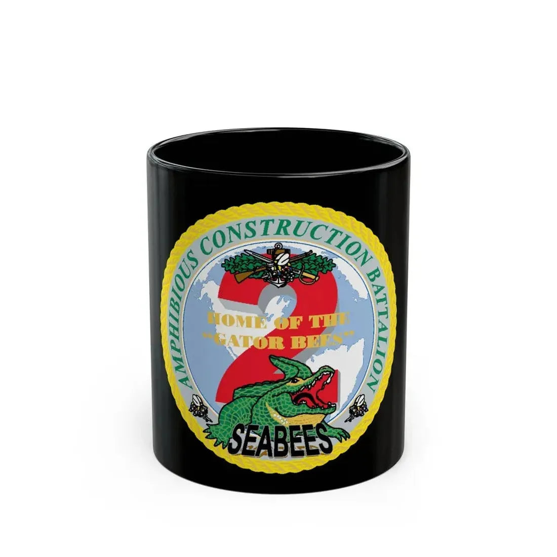 Amphibious Construction Bn 2 SeaBees (U.S. Navy) Black Coffee Mug 11oz - Go Mug Yourself