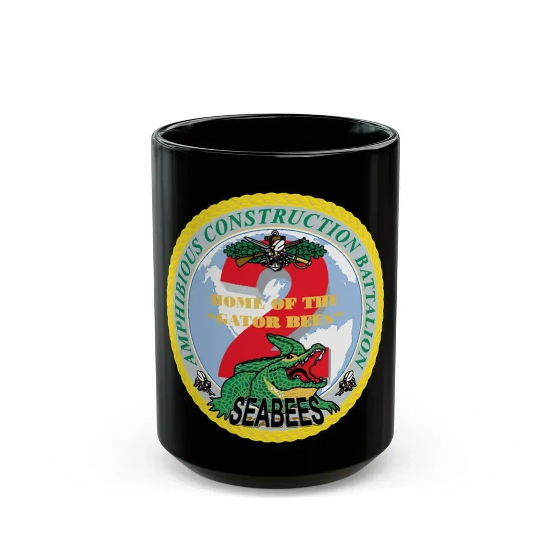 Amphibious Construction Bn 2 SeaBees (U.S. Navy) Black Coffee Mug 15oz - Go Mug Yourself
