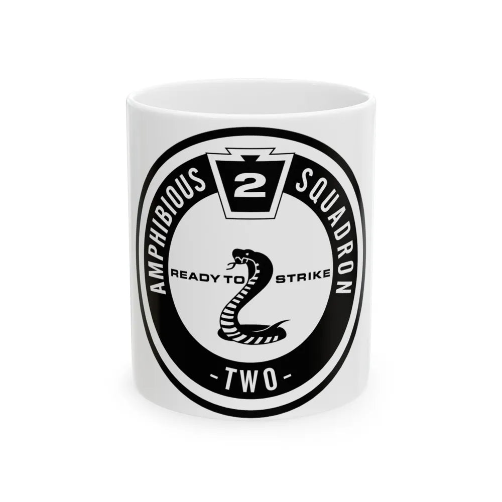 Amphibious Squadron 2 Ready To Strike BW (U.S. Navy) White Coffee Mug-11oz-Go Mug Yourself