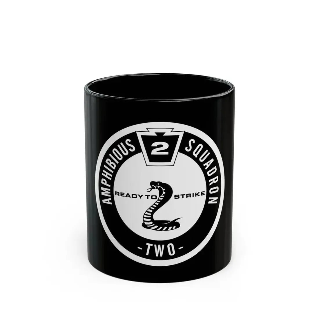 Amphibious Squadron 2 Ready To Strike BW (U.S. Navy) Black Coffee Mug 11oz - Go Mug Yourself