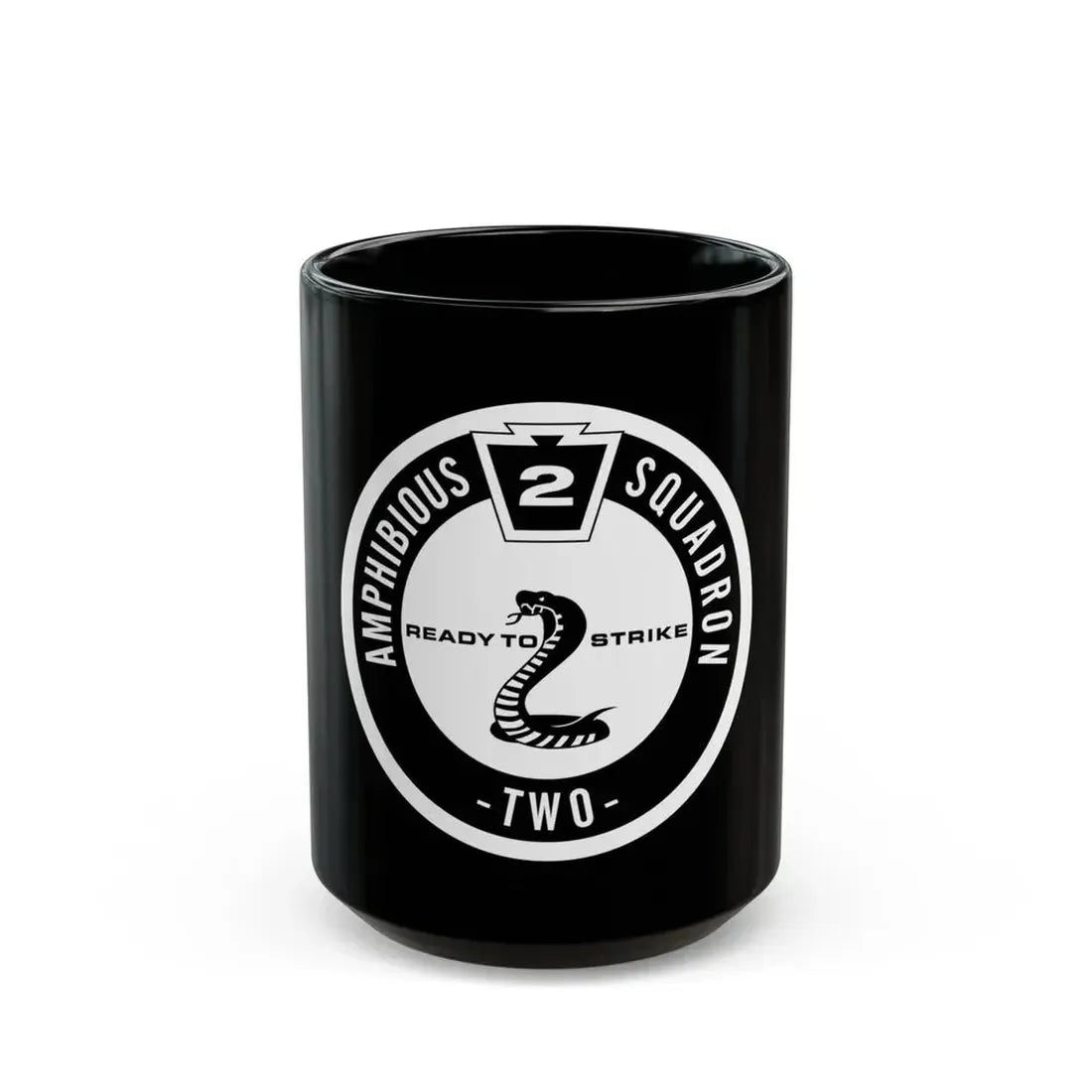 Amphibious Squadron 2 Ready To Strike BW (U.S. Navy) Black Coffee Mug 15oz - Go Mug Yourself