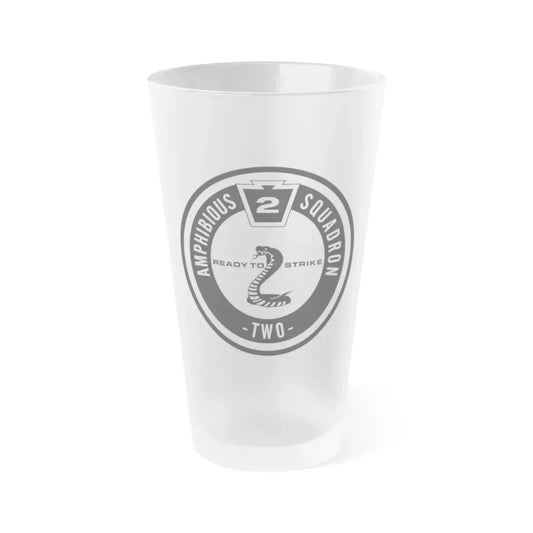 Amphibious Squadron 2 Ready To Strike BW (U.S. Navy) Frosted Pint Glass 16oz Default Title - Go Mug Yourself