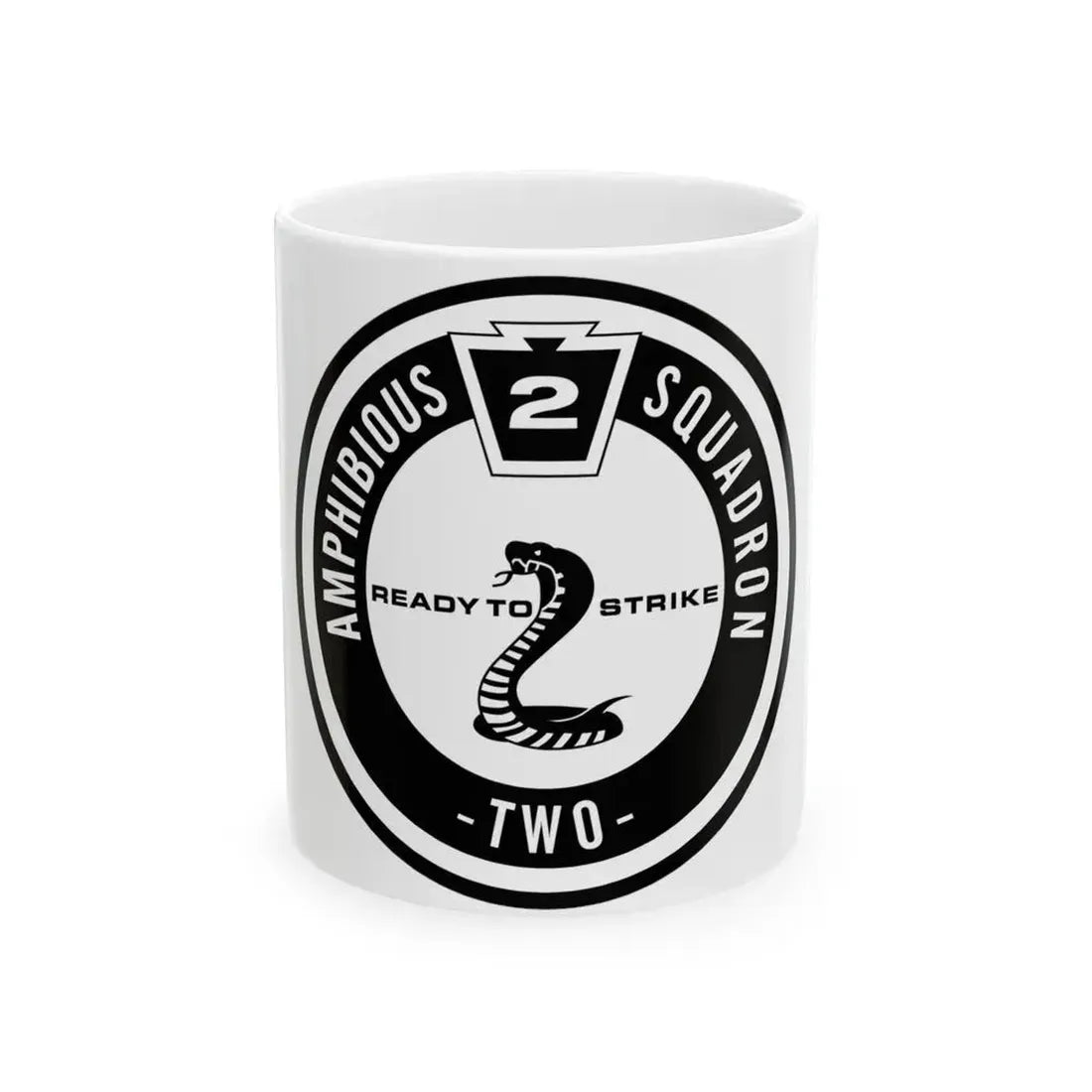 Amphibious Squadron 2 Ready To Strike BW (U.S. Navy) White Coffee Mug 11oz - Go Mug Yourself