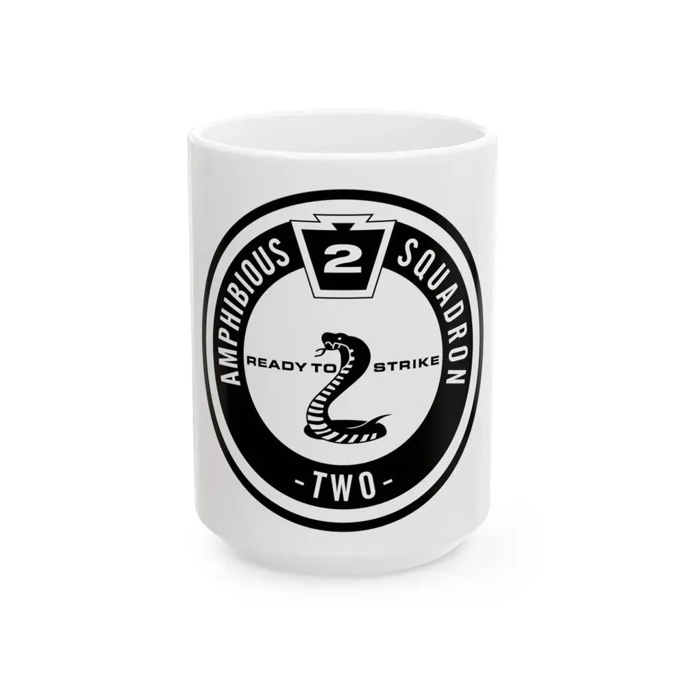 Amphibious Squadron 2 Ready To Strike BW (U.S. Navy) White Coffee Mug 15oz - Go Mug Yourself