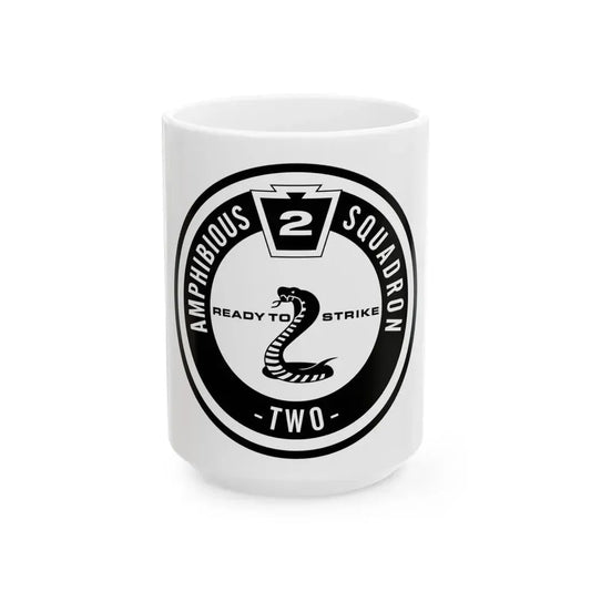 Amphibious Squadron 2 Ready To Strike BW (U.S. Navy) White Coffee Mug 15oz - Go Mug Yourself