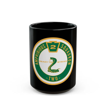 Amphibious Squadron 2 Ready To Strike (U.S. Navy) Black Coffee Mug-15oz-Go Mug Yourself