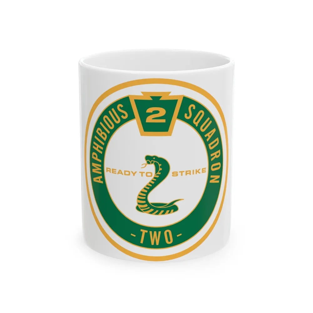 Amphibious Squadron 2 Ready To Strike (U.S. Navy) White Coffee Mug-11oz-Go Mug Yourself