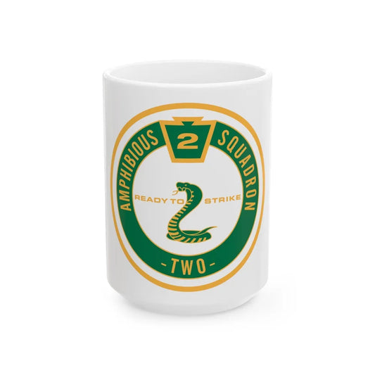 Amphibious Squadron 2 Ready To Strike (U.S. Navy) White Coffee Mug-15oz-Go Mug Yourself