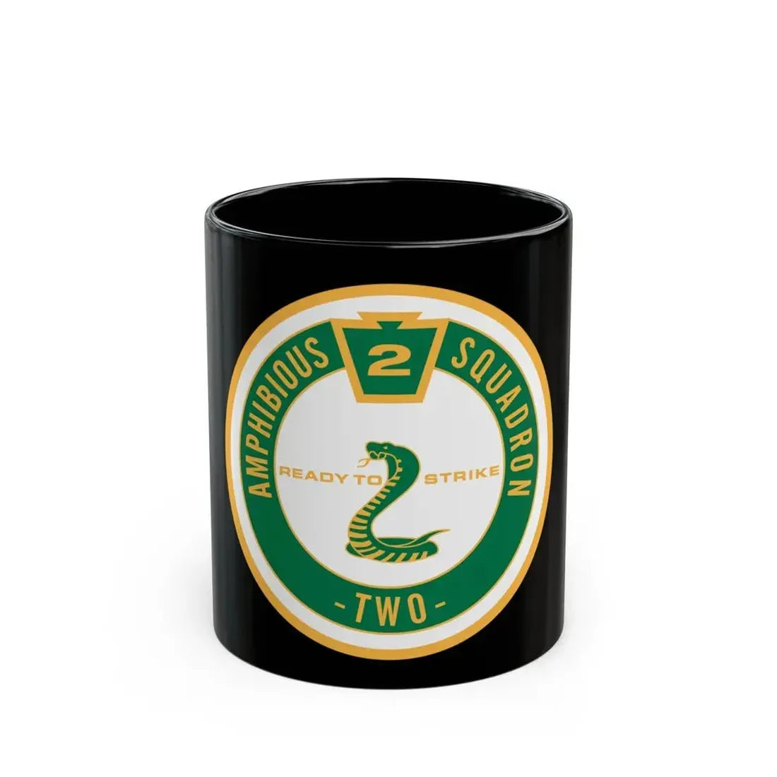 Amphibious Squadron 2 Ready To Strike (U.S. Navy) Black Coffee Mug 11oz - Go Mug Yourself