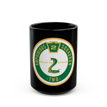 Amphibious Squadron 2 Ready To Strike (U.S. Navy) Black Coffee Mug 15oz - Go Mug Yourself