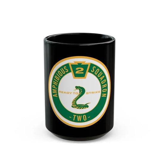 Amphibious Squadron 2 Ready To Strike (U.S. Navy) Black Coffee Mug 15oz - Go Mug Yourself