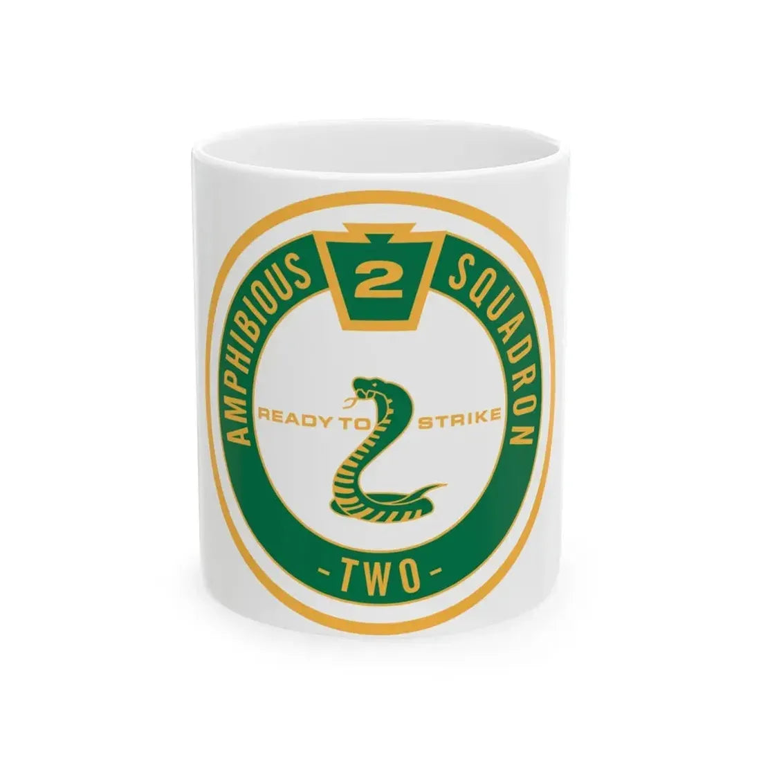 Amphibious Squadron 2 Ready To Strike (U.S. Navy) White Coffee Mug 11oz - Go Mug Yourself