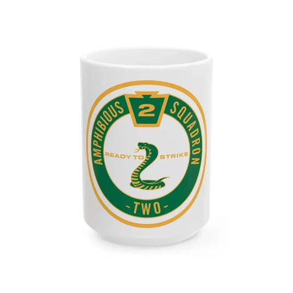 Amphibious Squadron 2 Ready To Strike (U.S. Navy) White Coffee Mug 15oz - Go Mug Yourself