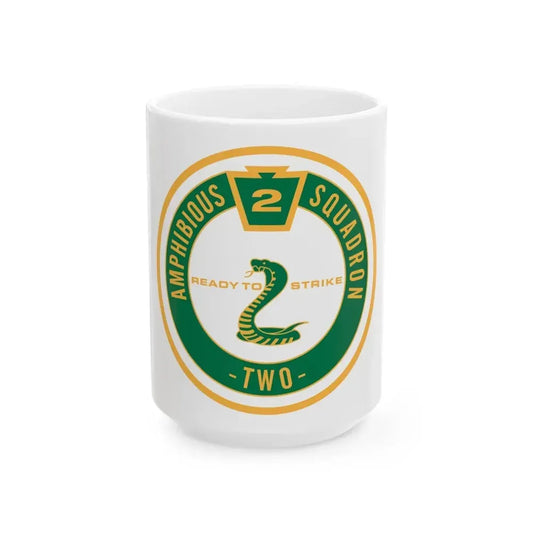 Amphibious Squadron 2 Ready To Strike (U.S. Navy) White Coffee Mug 15oz - Go Mug Yourself