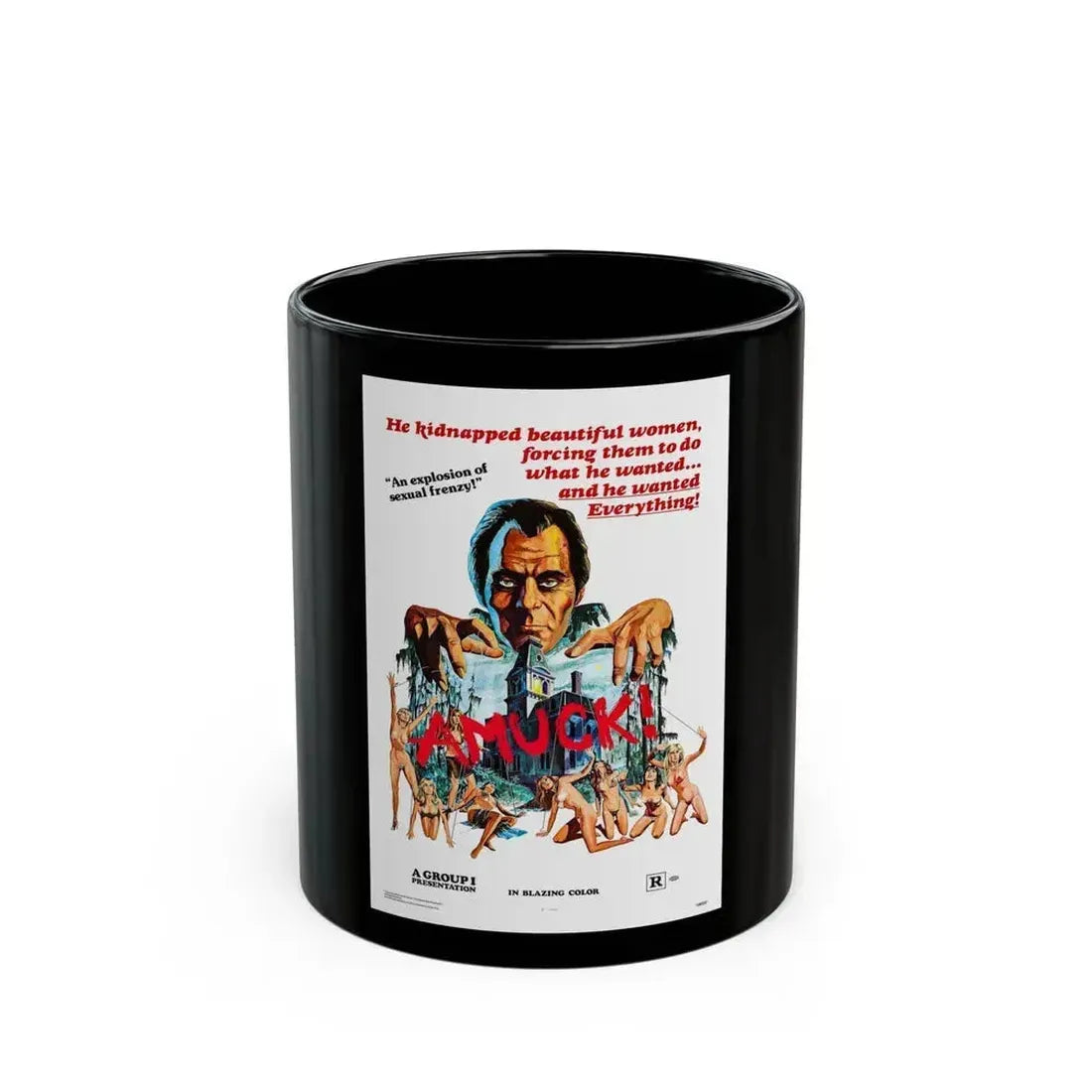AMUCK! 1972 Movie Poster - Black Coffee Mug 11oz - Go Mug Yourself