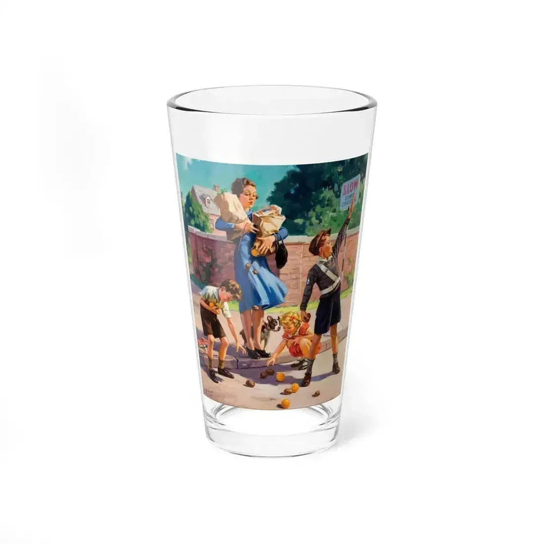 An Accident in the Cross Walk (Magazine Illustration) Pint Glass 16oz 16oz - Go Mug Yourself
