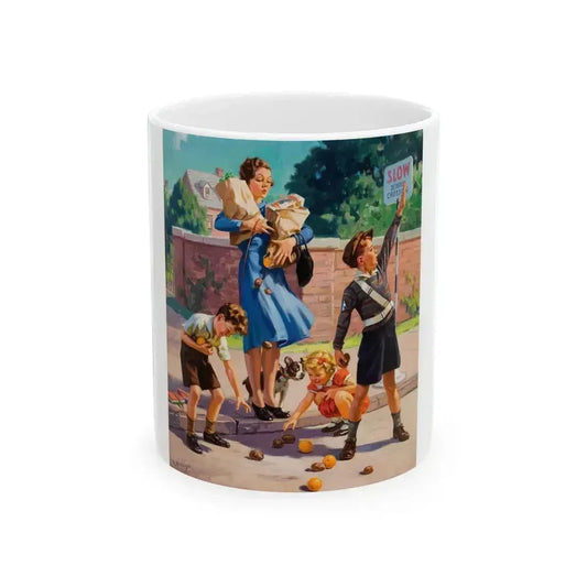 An Accident in the Cross Walk - White Coffee Mug 11oz - Go Mug Yourself