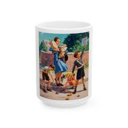 An Accident in the Cross Walk - White Coffee Mug 15oz - Go Mug Yourself