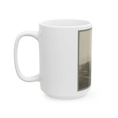 An Aerial View Of A House, Tents, And Other Buildings Partly Obscured By Trees (U.S. Civil War) White Coffee Mug-Go Mug Yourself