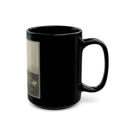 An Aerial View Of A House, Tents, And Other Buildings Partly Obscured By Trees (U.S. Civil War) Black Coffee Mug - Go Mug Yourself