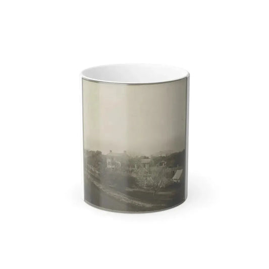 An Aerial View of a House, Tents, and Other Buildings Partly Obscured by Trees (U.S. Civil War) Color Changing Coffee Mug 11oz Default Title 11oz - Go Mug Yourself