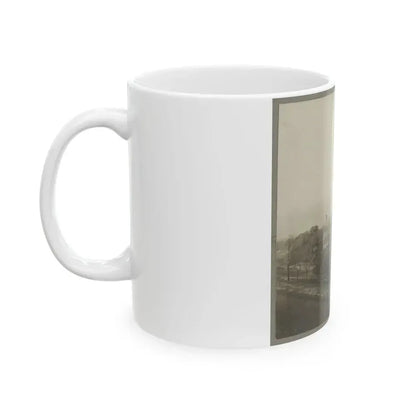 An Aerial View Of A House, Tents, And Other Buildings Partly Obscured By Trees (U.S. Civil War) White Coffee Mug - Go Mug Yourself