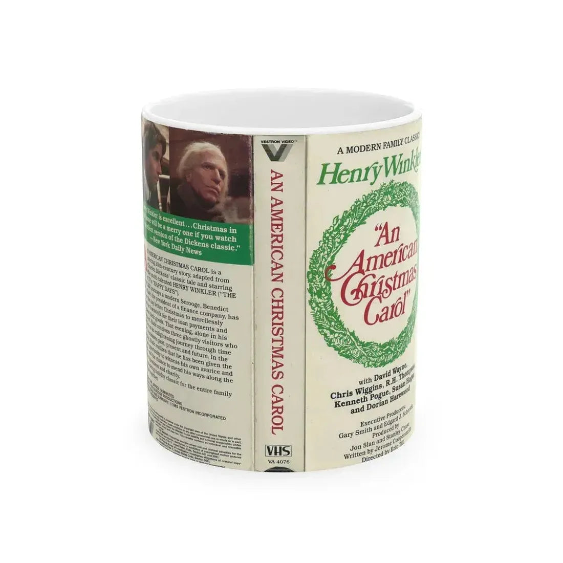 AN AMERICAN CHRISTMAS CAROL HENRY WINKLER (VHS COVER) - White Coffee Mug 11oz - Go Mug Yourself
