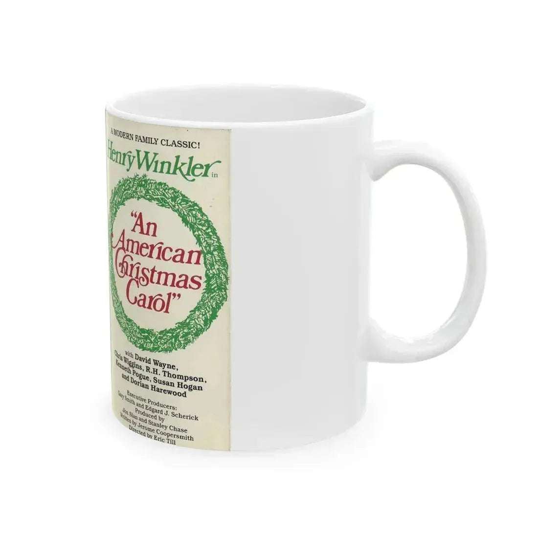 AN AMERICAN CHRISTMAS CAROL HENRY WINKLER (VHS COVER) - White Coffee Mug - Go Mug Yourself