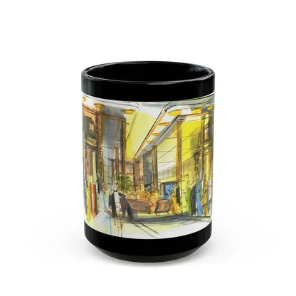 An article about shopping on the Queen Mary, Esquire , 1954 - Black Coffee Mug 15oz - Go Mug Yourself