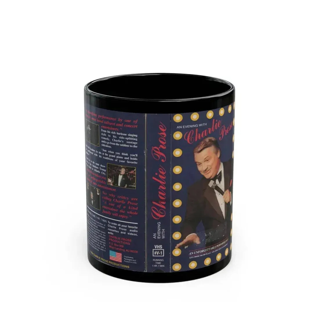AN EVENING WITH CHARLIE PROSE (VHS COVER) - Black Coffee Mug 11oz - Go Mug Yourself