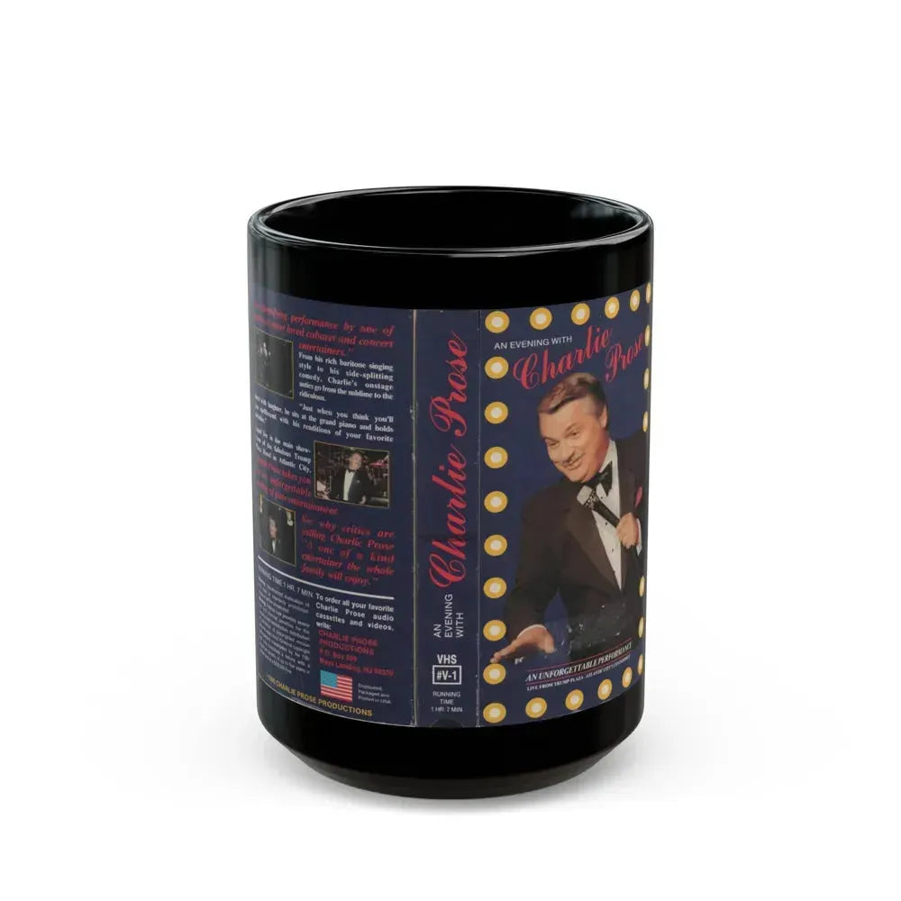 AN EVENING WITH CHARLIE PROSE (VHS COVER) - Black Coffee Mug 15oz - Go Mug Yourself