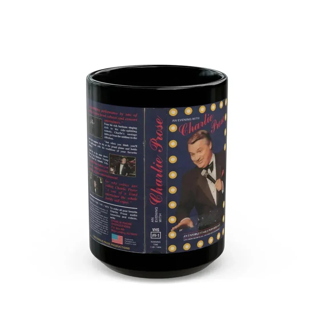 AN EVENING WITH CHARLIE PROSE (VHS COVER) - Black Coffee Mug 15oz - Go Mug Yourself