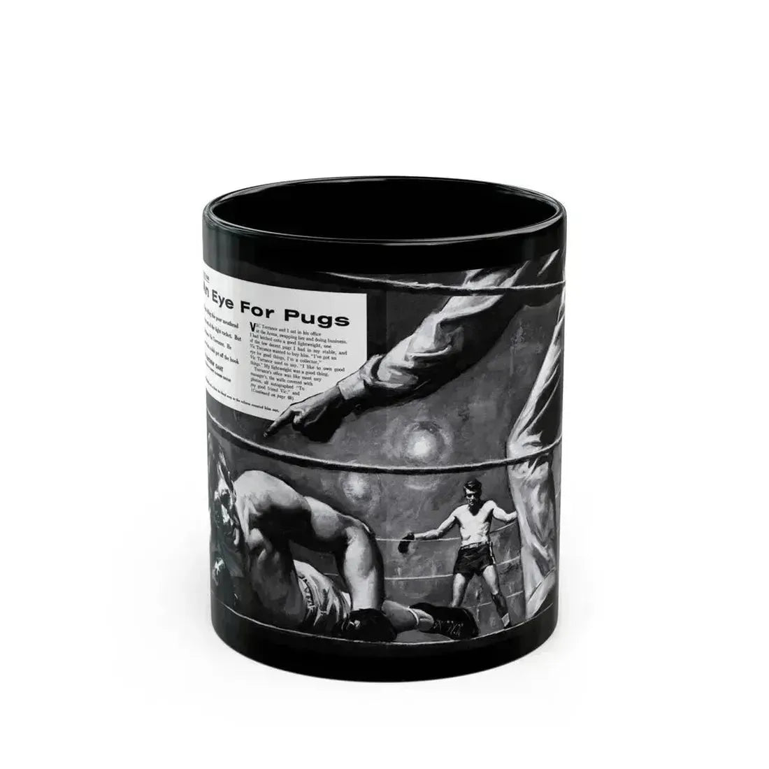 An Eye for Pugs, Real magazine, May 1957 - Black Coffee Mug 11oz - Go Mug Yourself