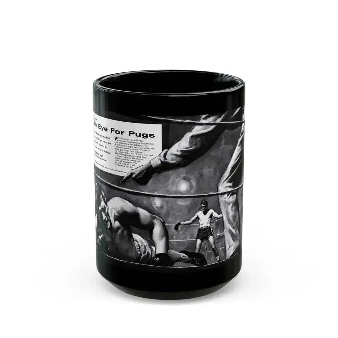 An Eye for Pugs, Real magazine, May 1957 - Black Coffee Mug 15oz - Go Mug Yourself
