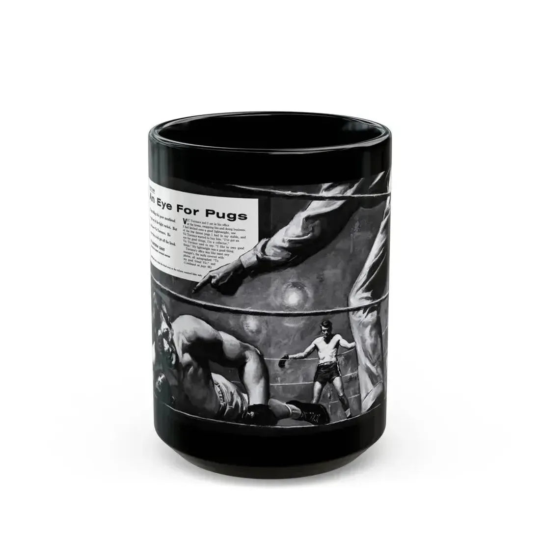 An Eye for Pugs, Real magazine, May 1957 - Black Coffee Mug 15oz - Go Mug Yourself