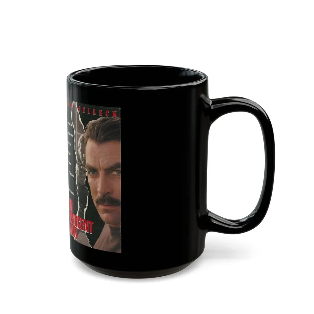 AN INNOCENT MAN TOM SELLECK TOUCHSTONE HOME VIDEO (VHS COVER) - Black Coffee Mug-Go Mug Yourself