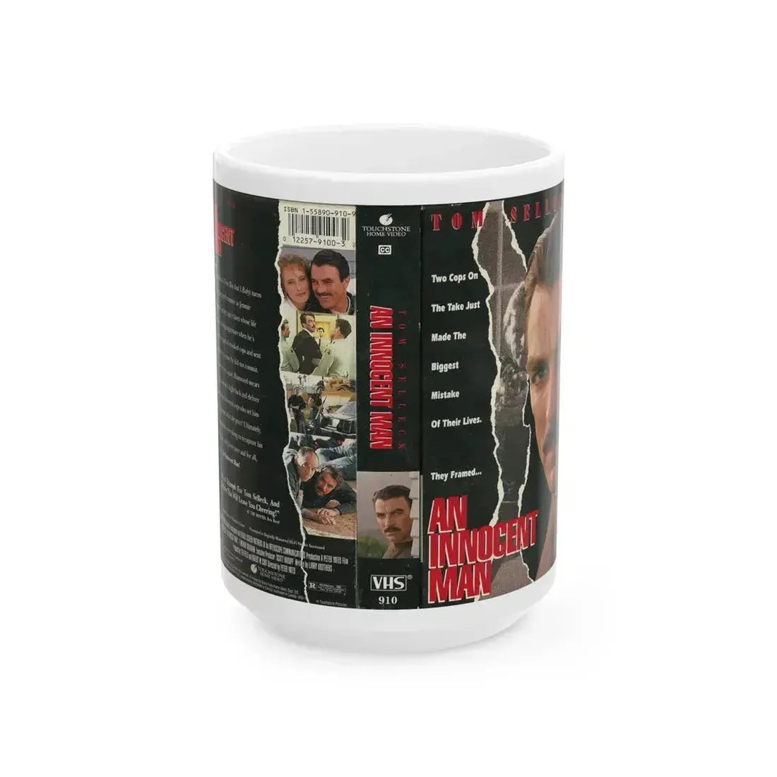 AN INNOCENT MAN TOM SELLECK TOUCHSTONE HOME VIDEO (VHS COVER) - White Coffee Mug 15oz - Go Mug Yourself