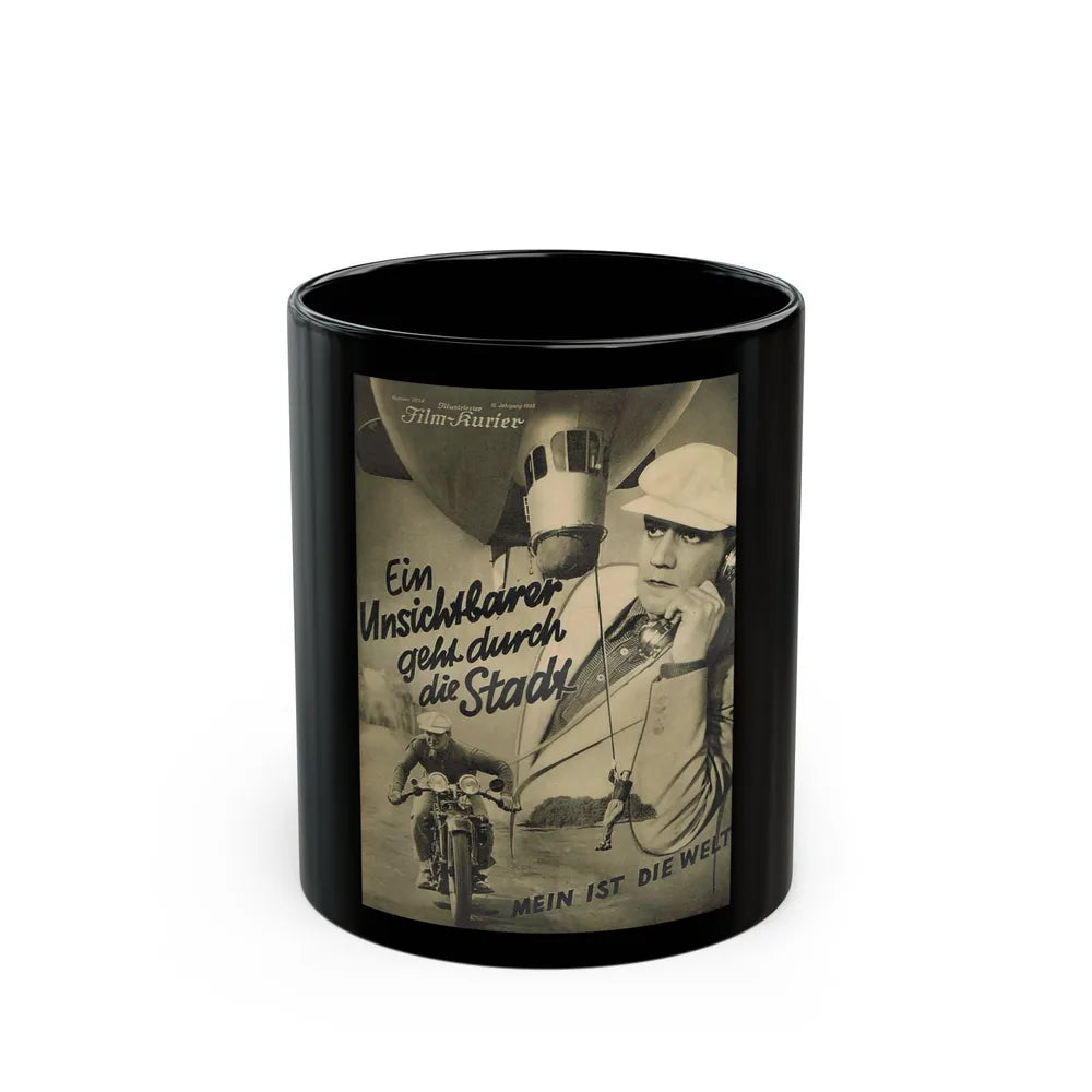 AN INVISIBLE MAN GOES THROUGH THE CITY 1933 Movie Poster - Black Coffee Mug-11oz-Go Mug Yourself