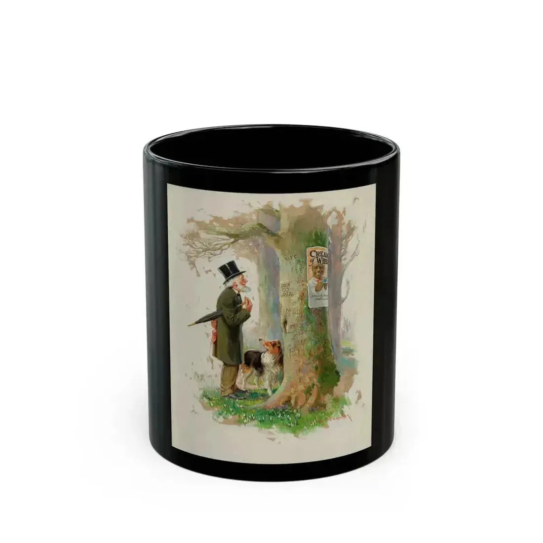 An Old Wood Cut, Cream of Wheat advertisement, 1923 - Black Coffee Mug 11oz - Go Mug Yourself