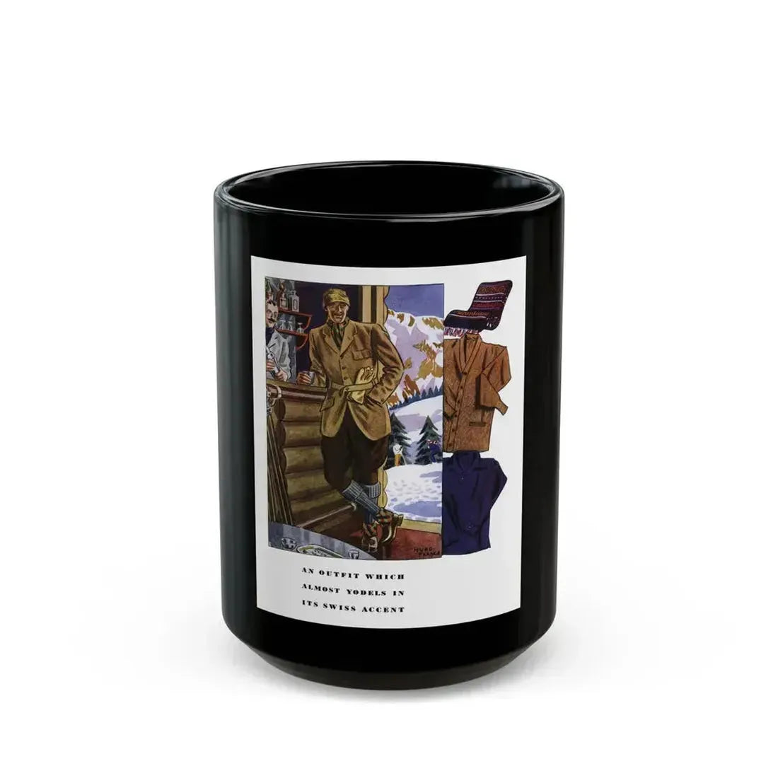 An Outfit Which Almost Yodels..., Esquire, January 1934 - Black Coffee Mug 15oz - Go Mug Yourself